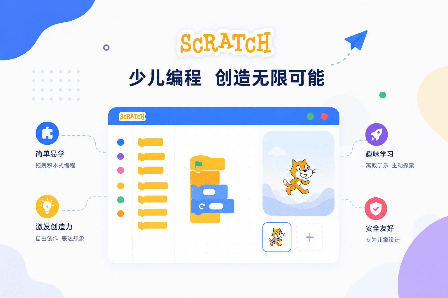 Scratch 3.0 软件界面截图 - 可视化积木式编程编辑器